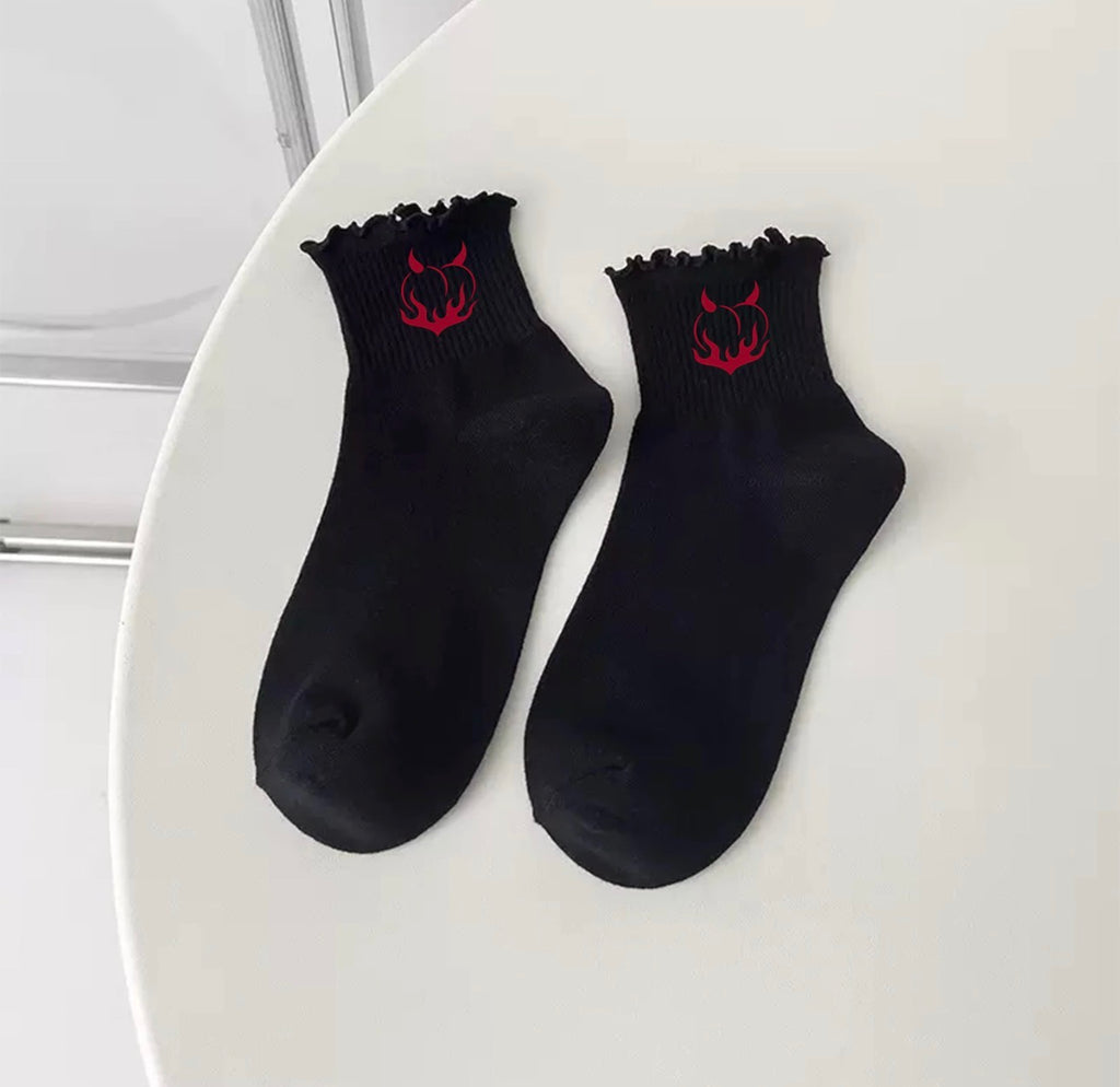 Black Ruffled Crew Sock