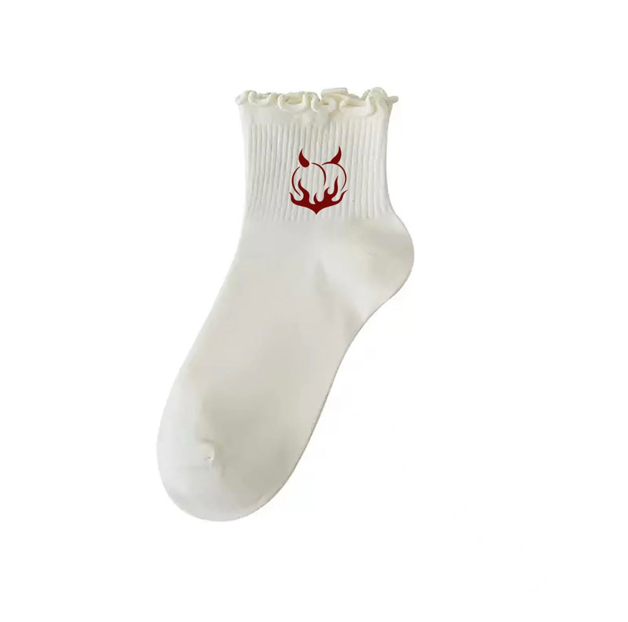 White Ruffled Crew Sock